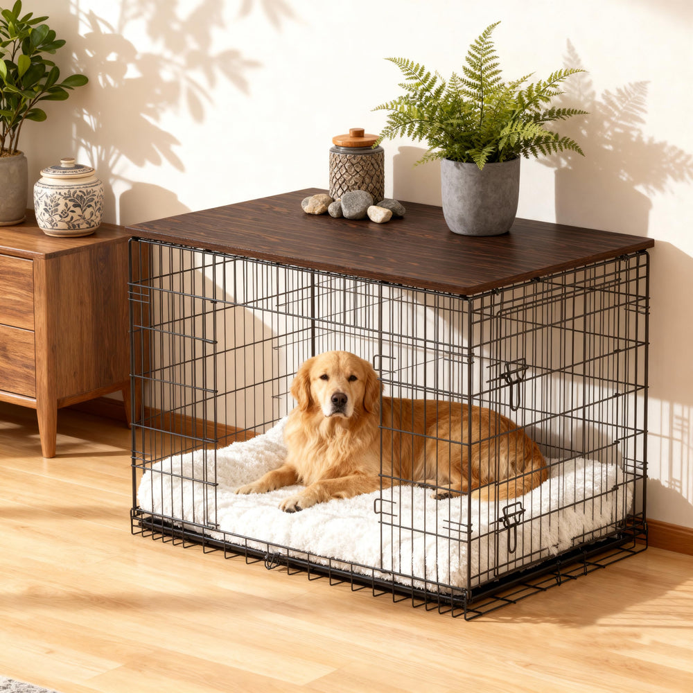 Piskyet dog crate topper walnut Oak Grey Rustic Brown color options