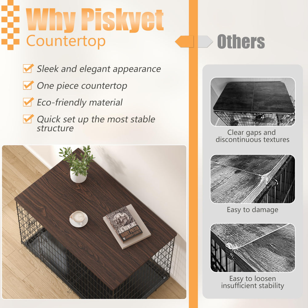 Piskyet dog crate topper walnut easy-install demonstrates quick setup