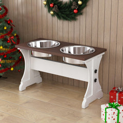 Piskyet elevated dog bowls stand front view showing sturdy design for comfortable feeding