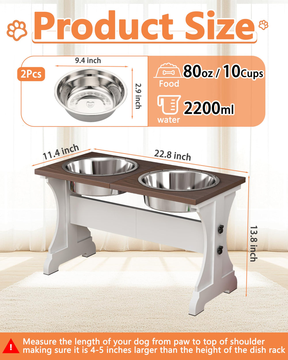 Piskyet farmhouse dog bowl stand side view highlighting rustic style and practicality