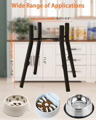 Piskyet raised dog bowl stand side profile highlighting adjustable height for big breeds