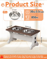 Piskyet stainless steel bowls in a wooden stand highlight durable, food-grade feeding.