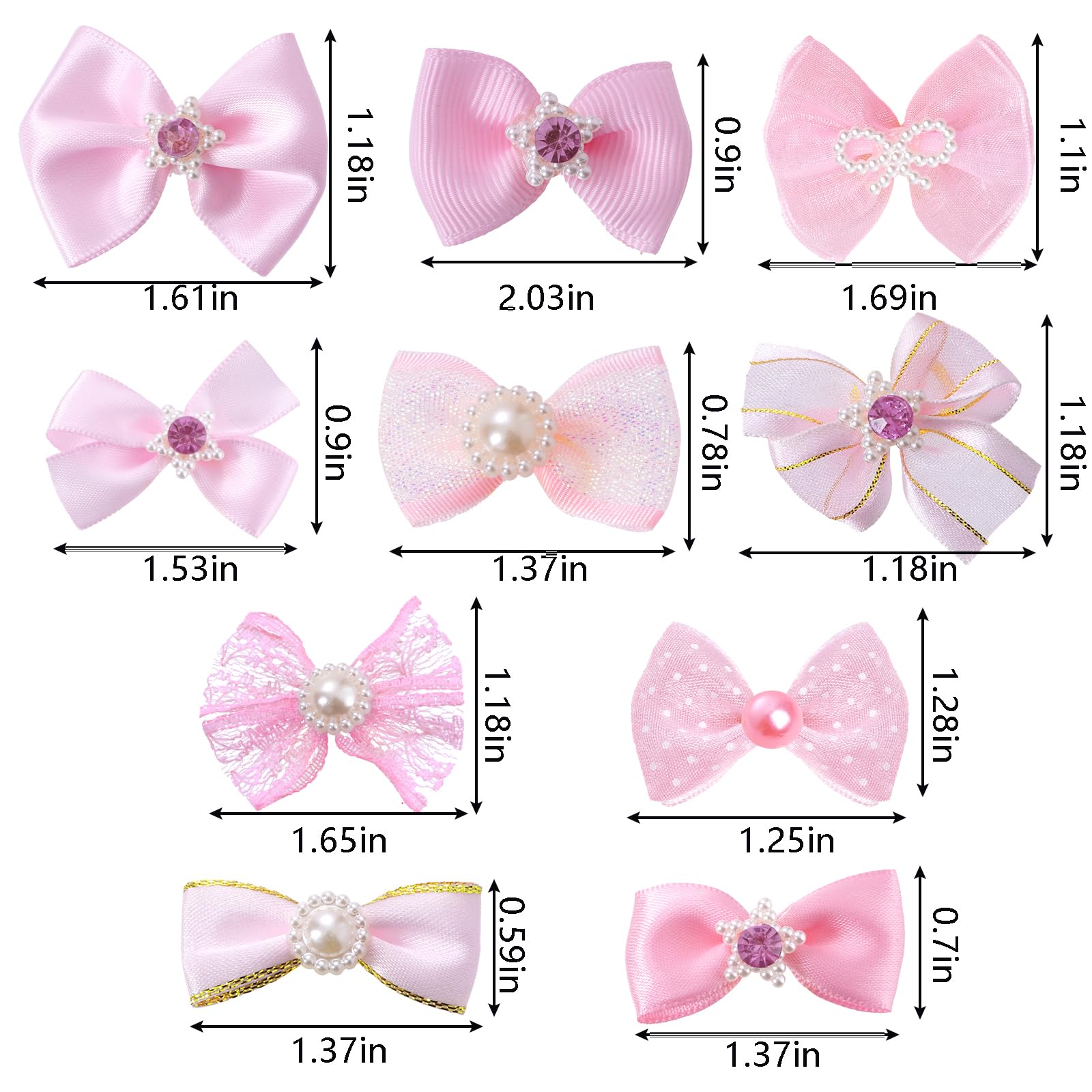 Pistha pink dog bows with pearls and mesh for special occasions