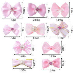 Pistha pink dog bows with pearls and mesh for special occasions