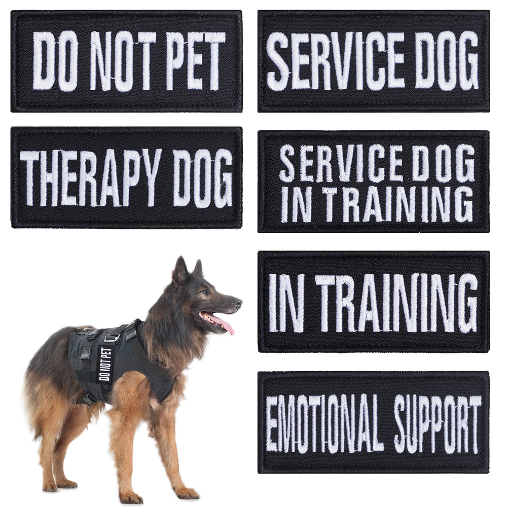 Pistha do-not-pet patch on harness communicates boundaries