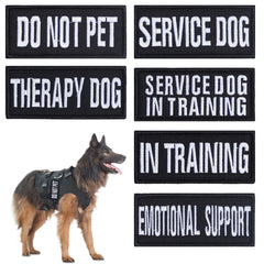 Pistha do-not-pet patch on harness communicates boundaries