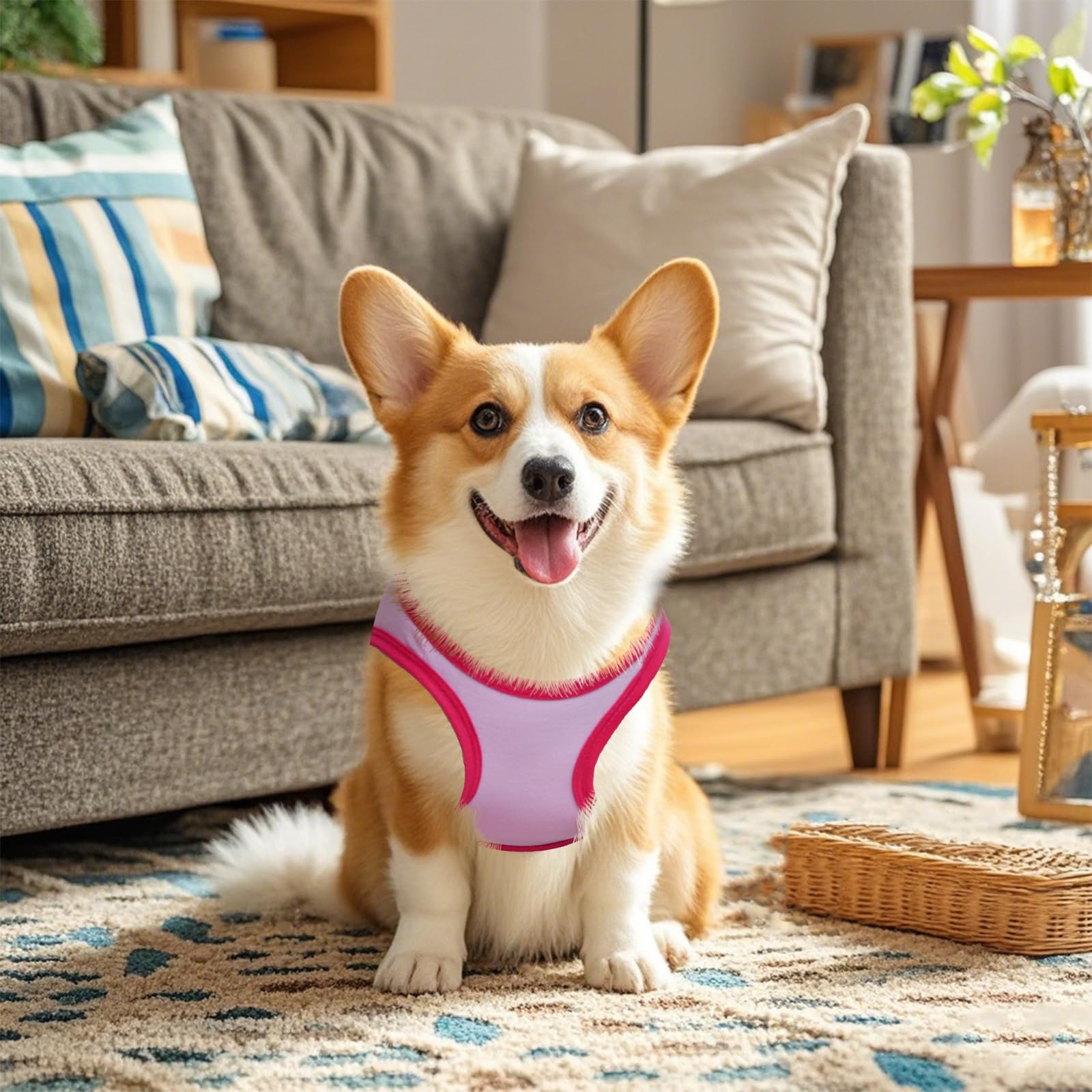 Pistha sleeveless puppy shirt demonstrates flexible movement during walks.