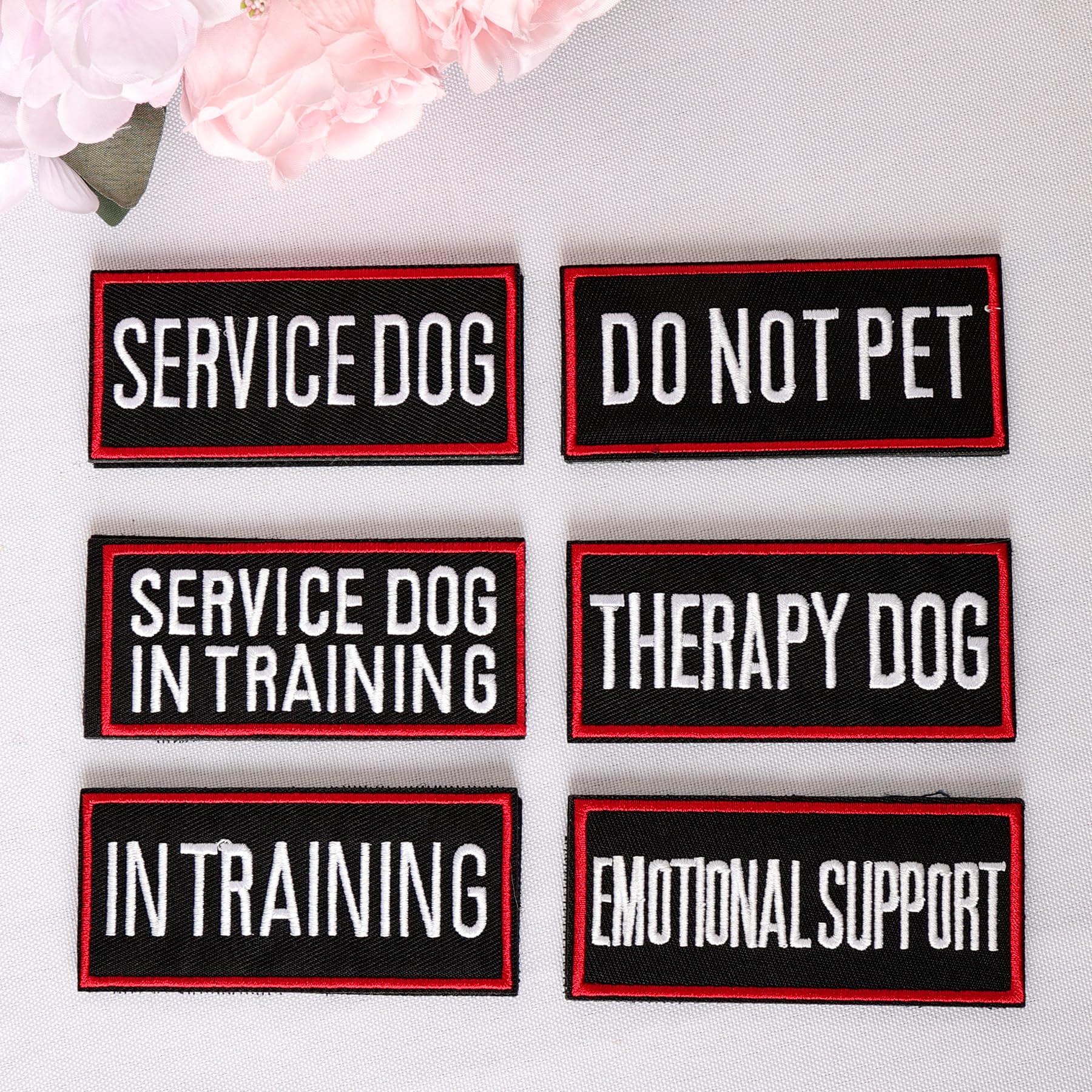 Pistha emotional support patch on vest communicates calming presence.