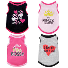 Pistha four-pack dog shirts with summer prints for small dogs, stylish daily wear.