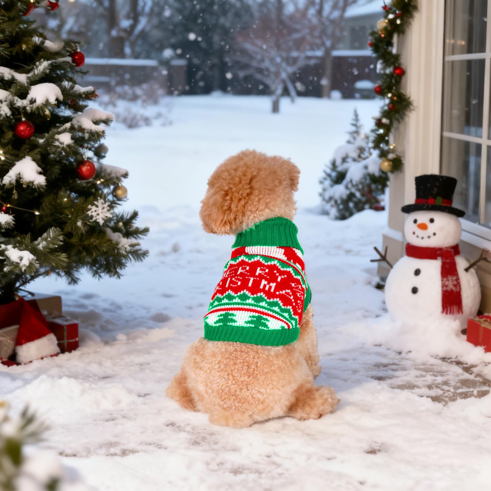 Pistha holiday sweater worn outdoors for cute winter walks and photos.