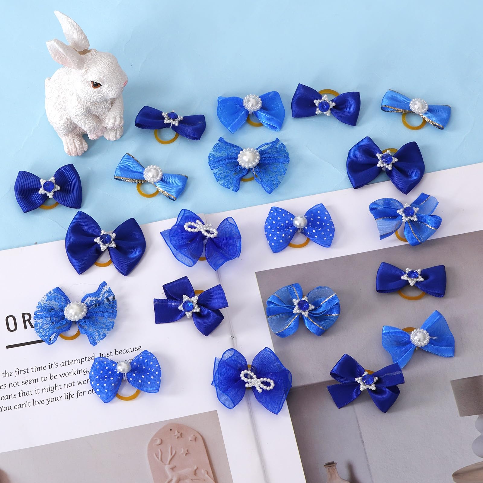 Pistha pink-tone dog bows with rhinestones offer stylish options for everyday photos