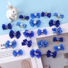 Pistha pink-tone dog bows with rhinestones offer stylish options for everyday photos