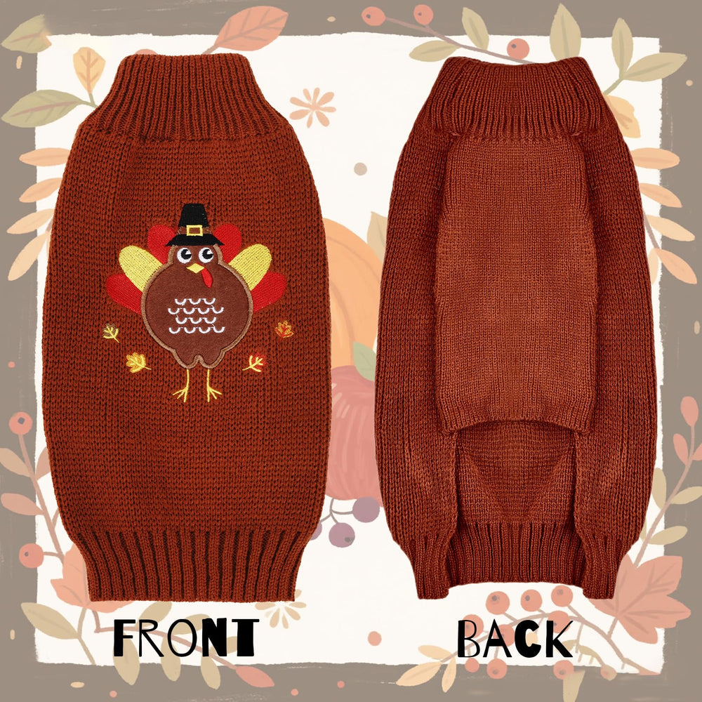 pistha autumn-leaves knit on dog for cozy fall days