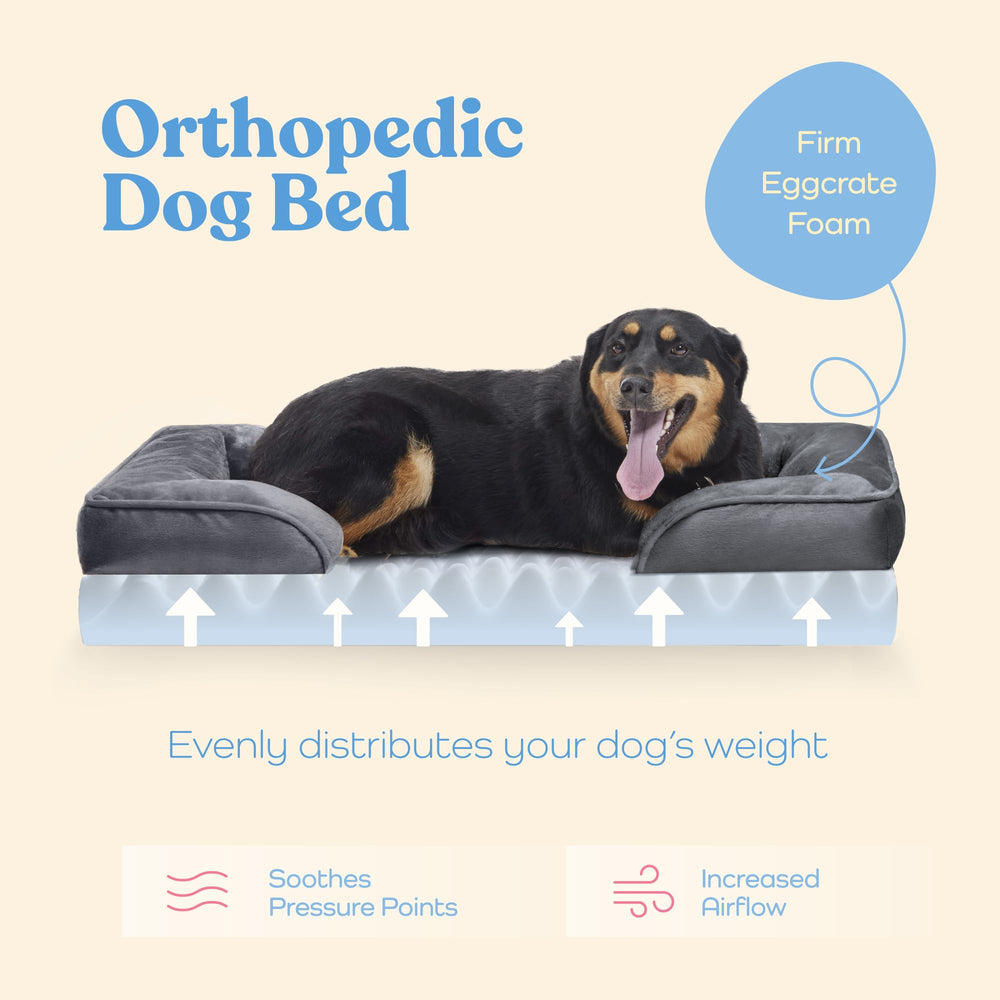 Pitpet orthopedic sofa dog bed closeup foam demonstrates firm egg crate comfort