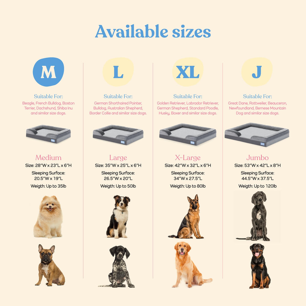 Pitpet orthopedic sofa dog bed non-slip bottom keeps bed in place