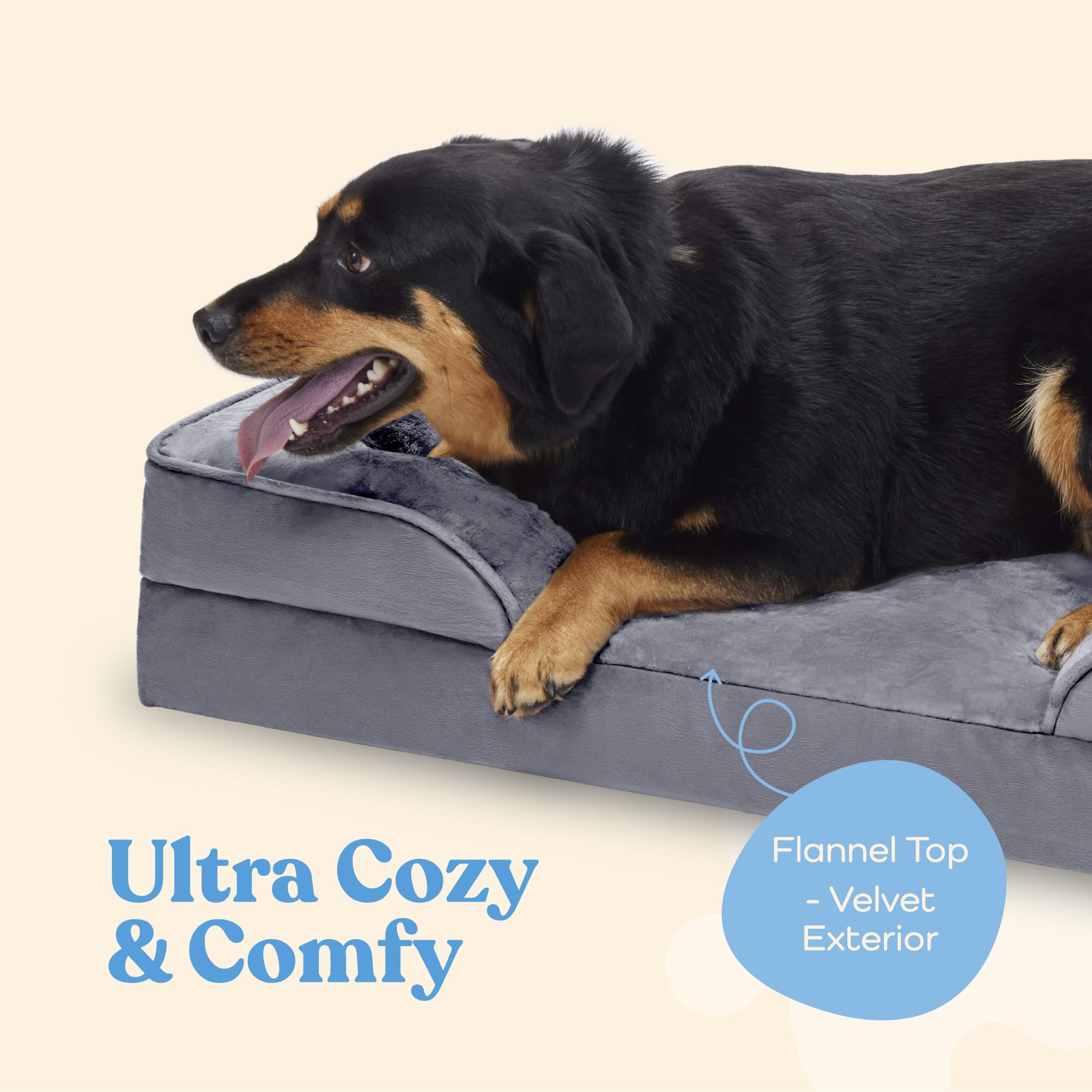 Pitpet orthopedic sofa dog bed rectangular shape provides spacious room for stretching