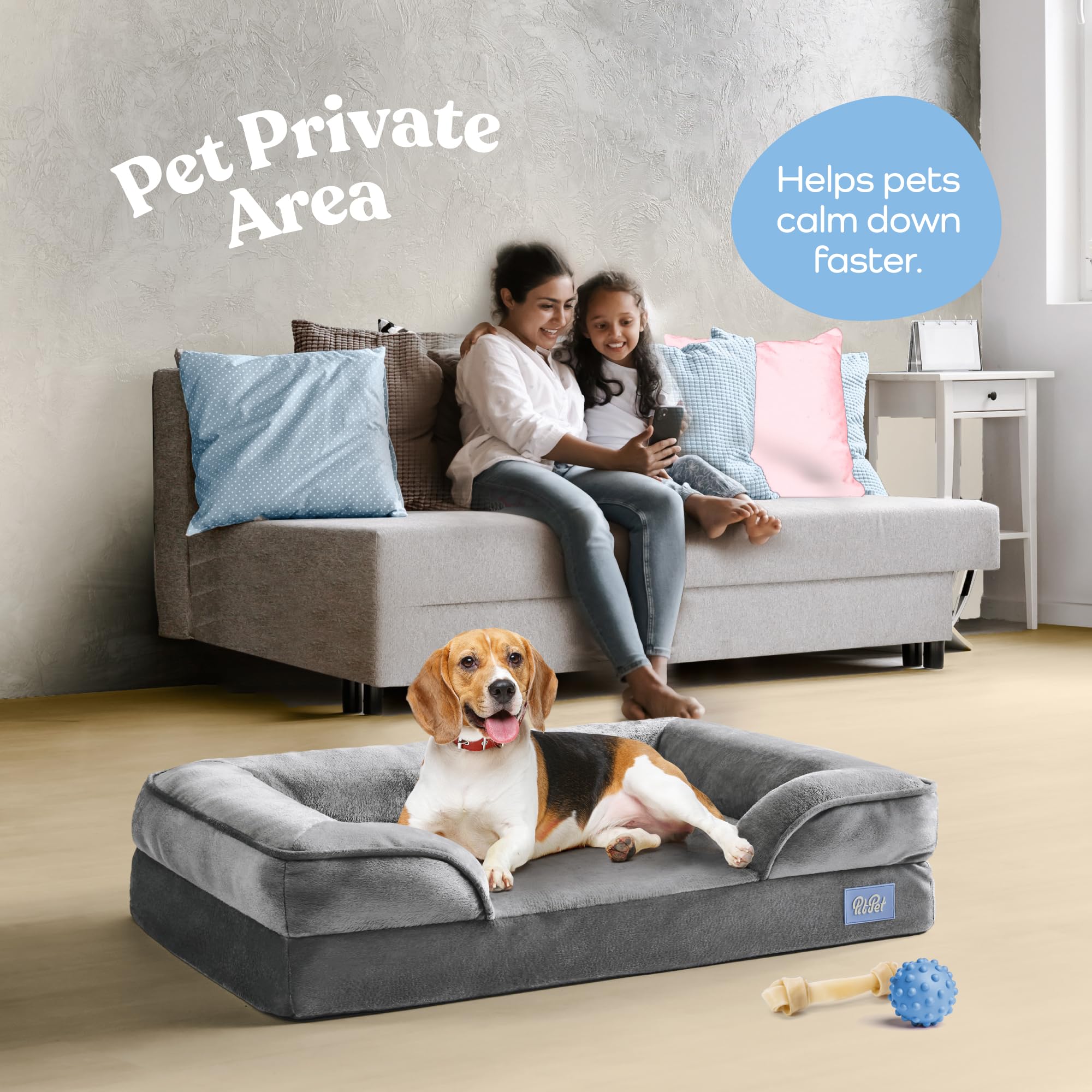 Pitpet orthopedic sofa dog bed waterproof liner protects foam from accidents