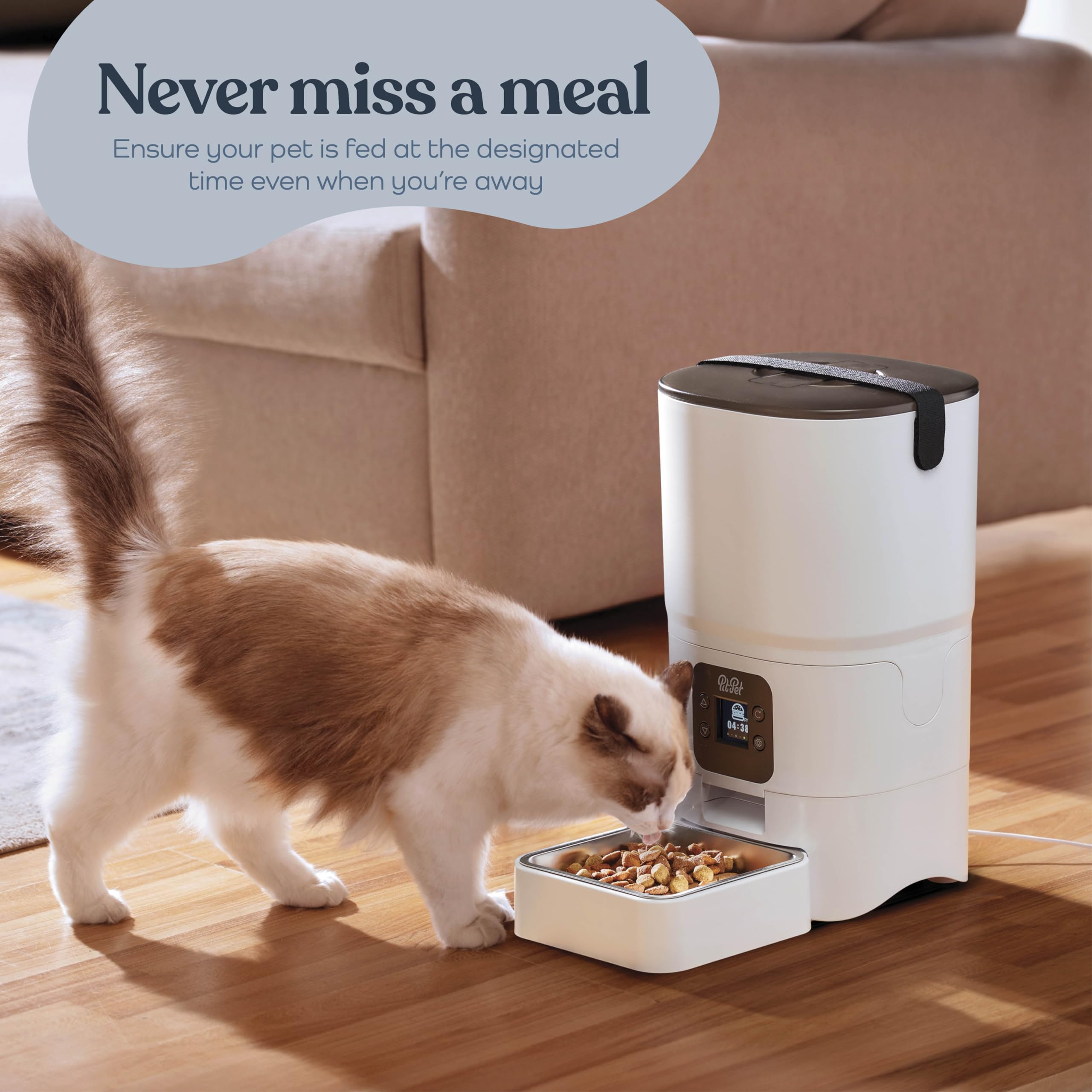 Pitpet Smart Automatic Cat Feeder 6-liter storage emphasizes large capacity for daily meals
