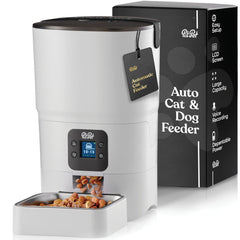Pitpet Smart Automatic Cat Feeder front view in white showing the clean design for reliable scheduled meals