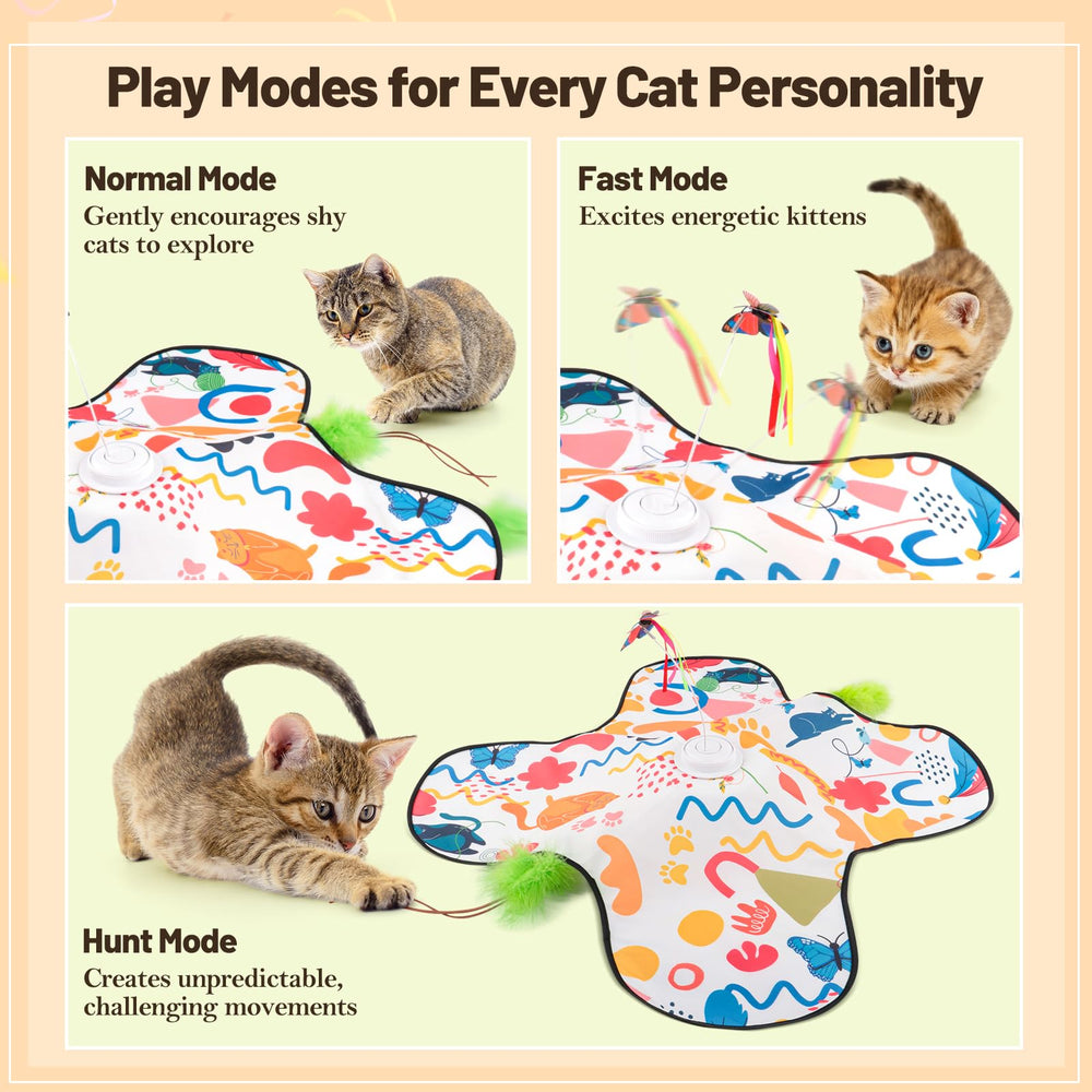 Pitycbo interactive cat toys moving butterfly stimulates instinctual pounce and exploration.