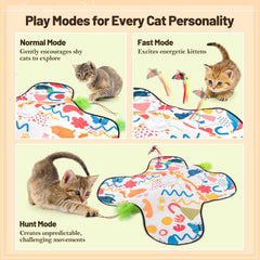 Pitycbo interactive cat toys moving butterfly stimulates instinctual pounce and exploration.