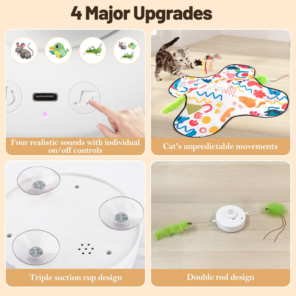 Pitycbo interactive cat toys rechargeable 1800mAh battery powers extended play sessions.