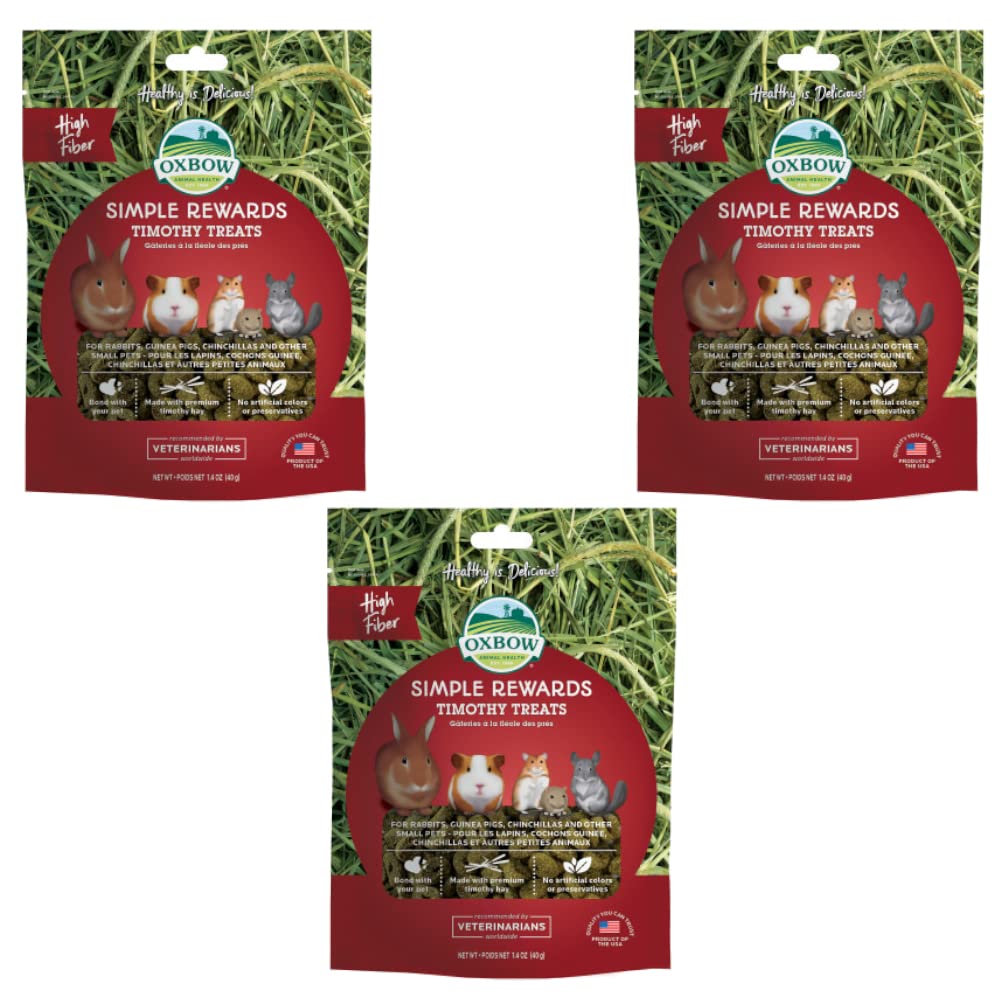 Piuess Oxbow Treats 3-pack packaging for easy daily rewards during training.