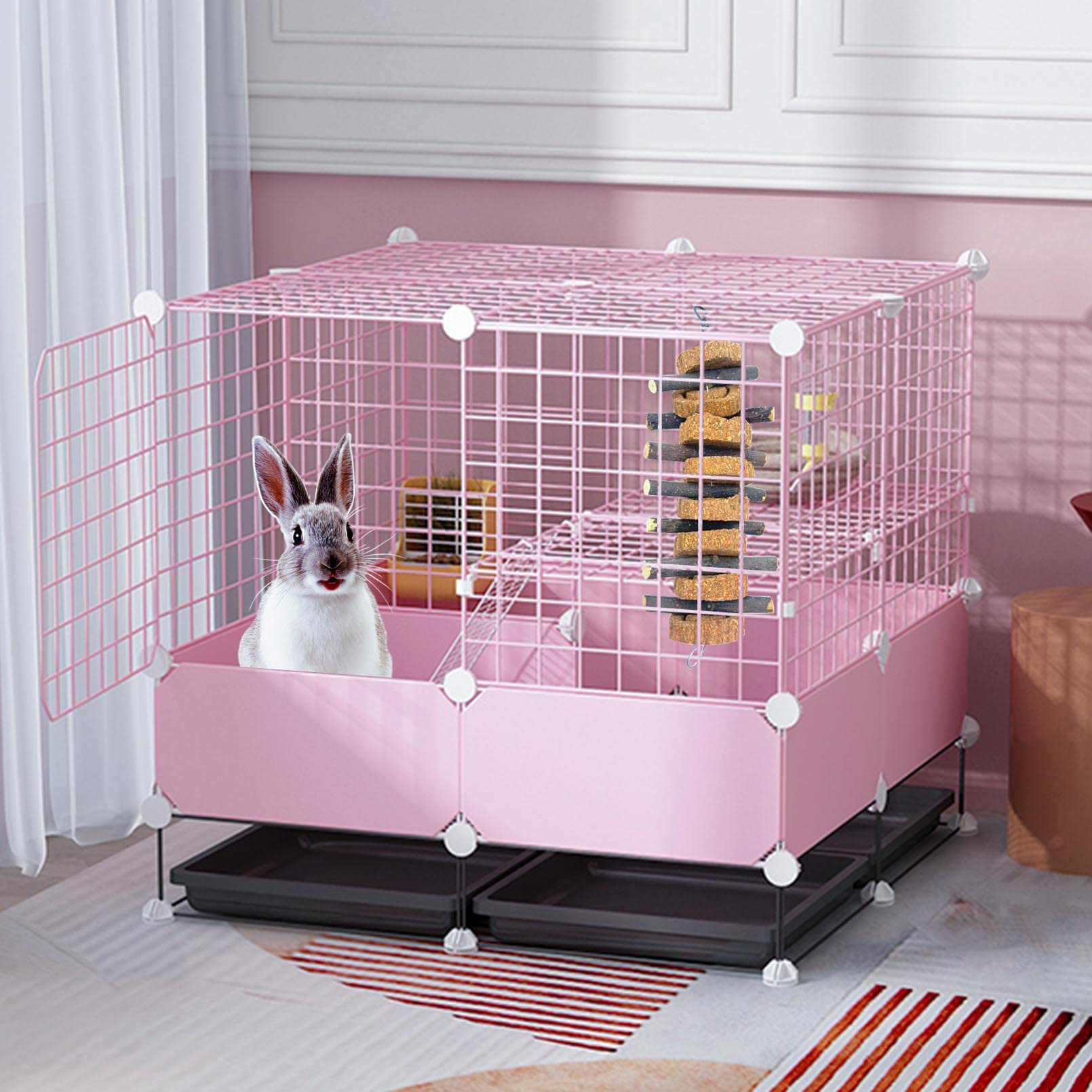 PINVNBY rabbit chew toy with carrot love cakes promotes engaging chewing and mood-boosting activity.