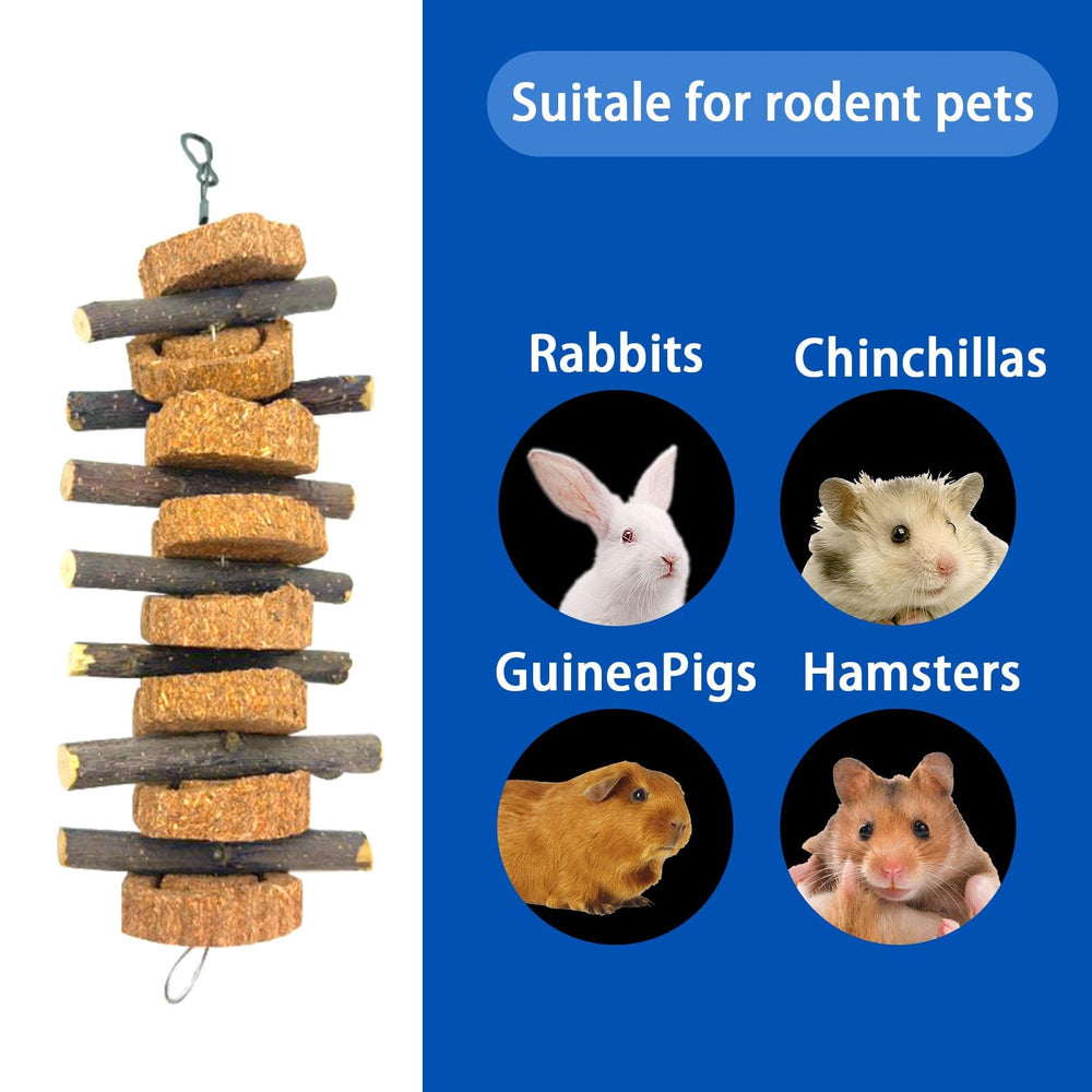 PINVNBY bite-resistant natural wood chews suit rabbits and chinchillas.