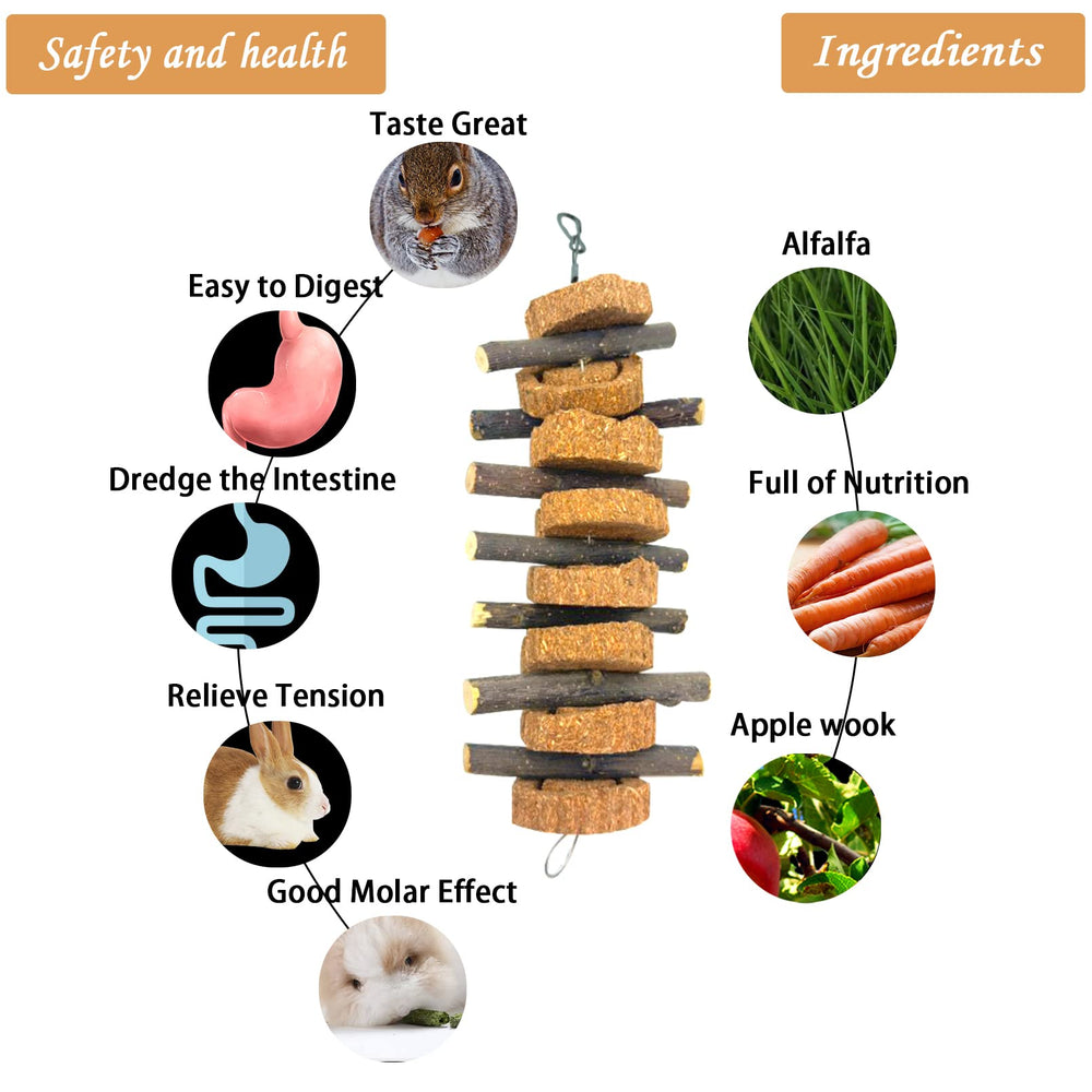 PINVNBY four-piece small pet set provides versatile chew options for rabbits and guinea pigs.