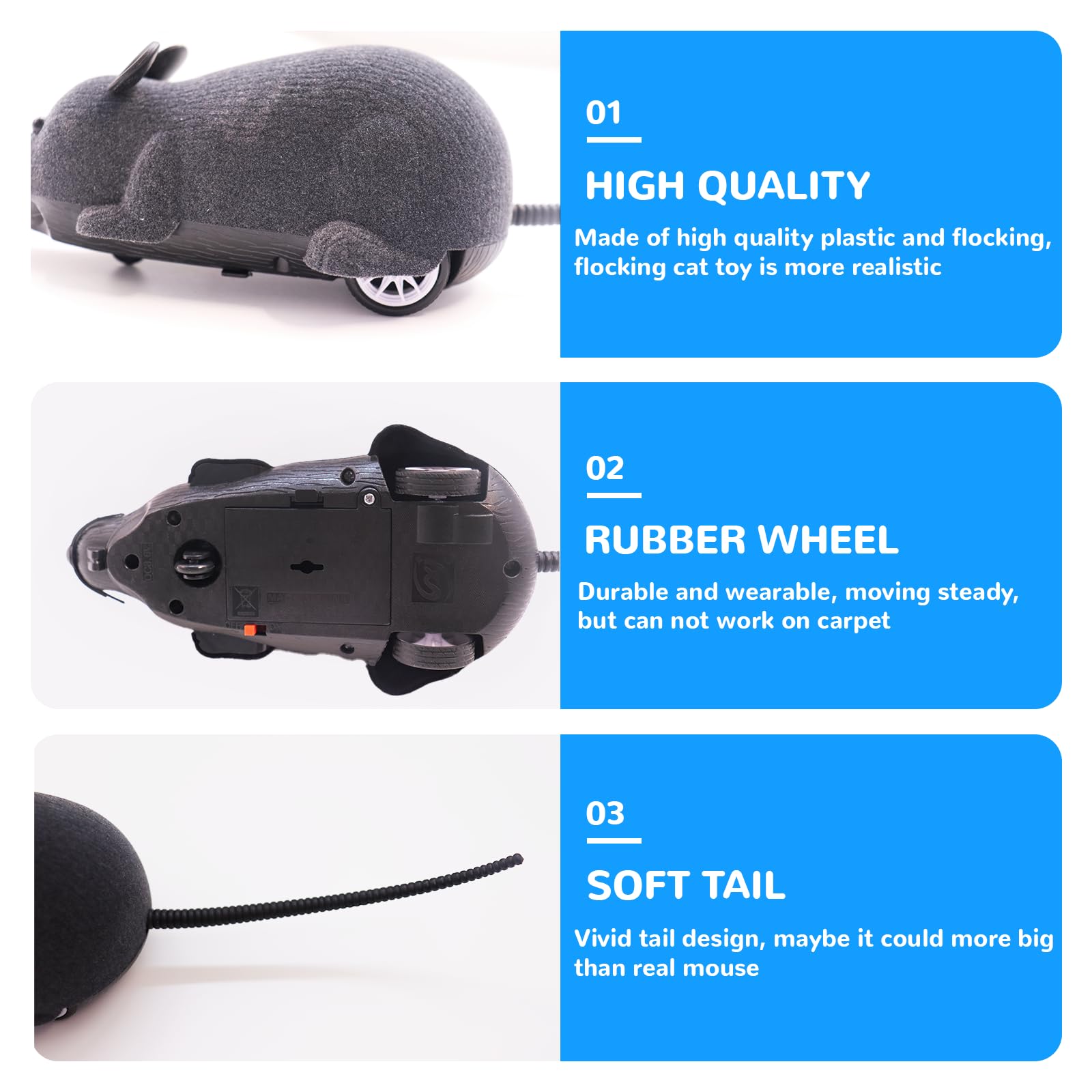 Pixibond rat toy close-up of flocking texture for realistic feel.