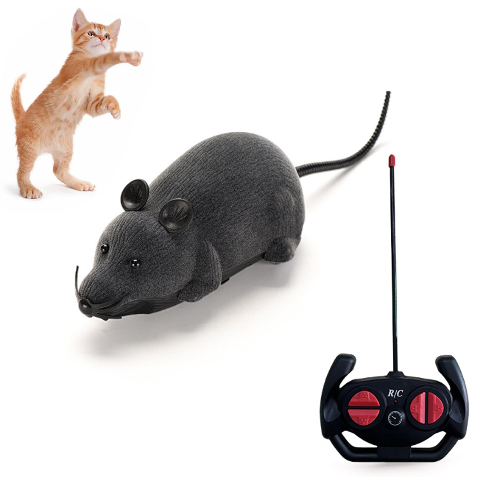 Pixibond remote-control rat toy front view with realistic flocking for interactive play.