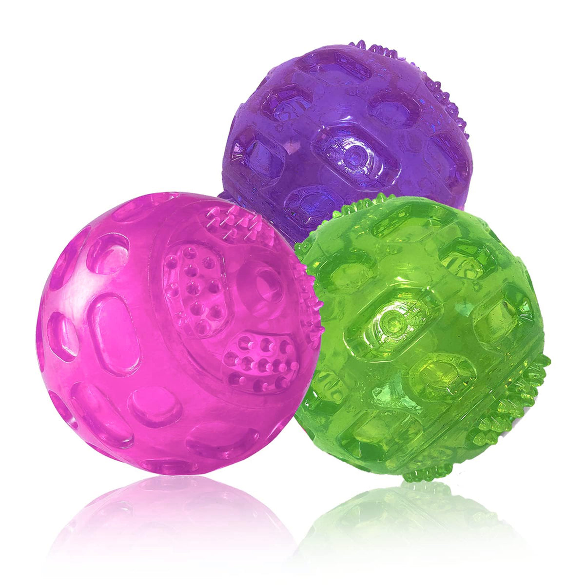 PJDH 3in squeaky dog ball green for interactive fetch and active play