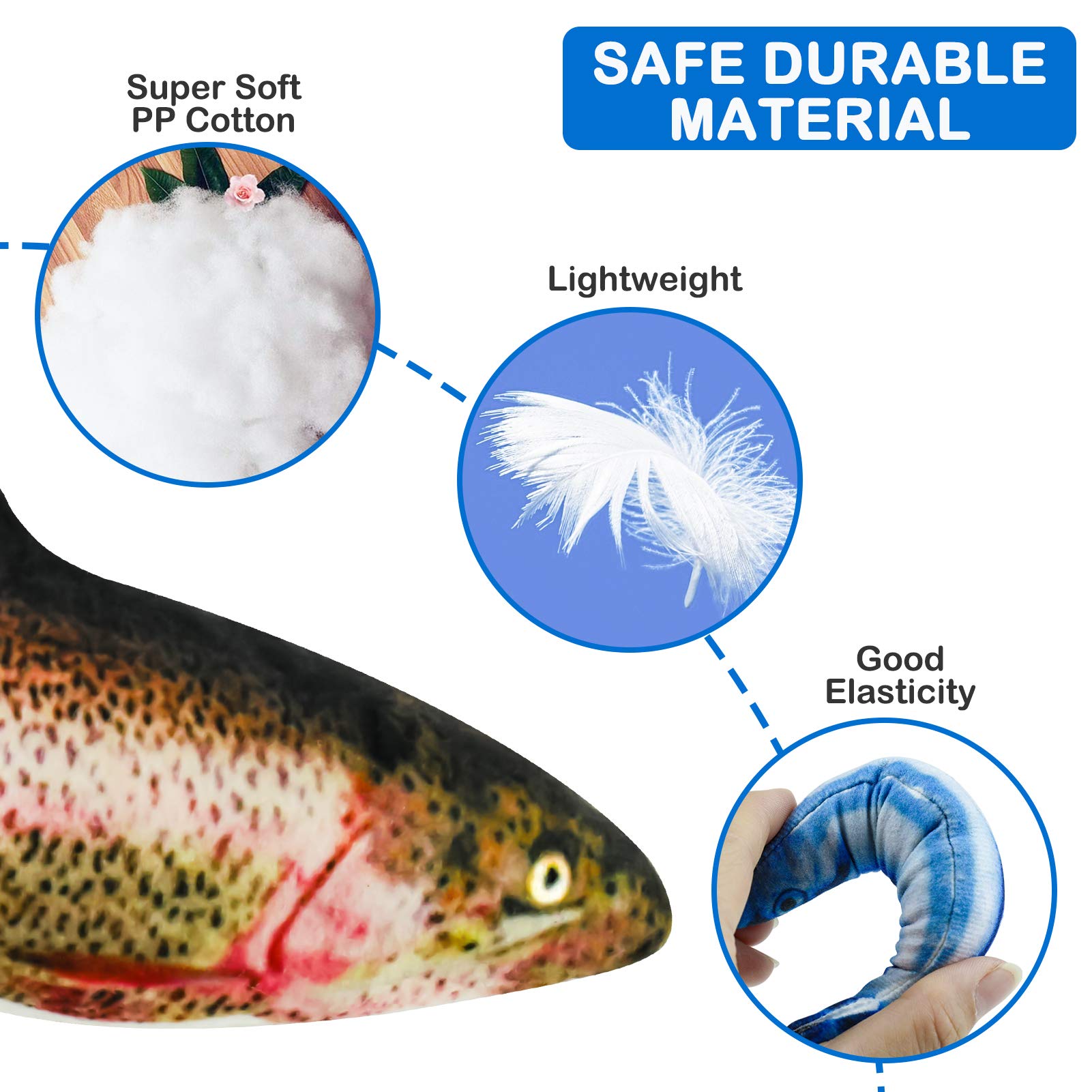 PJLJY catnip-filled fish toy with bell inside for engaging play.