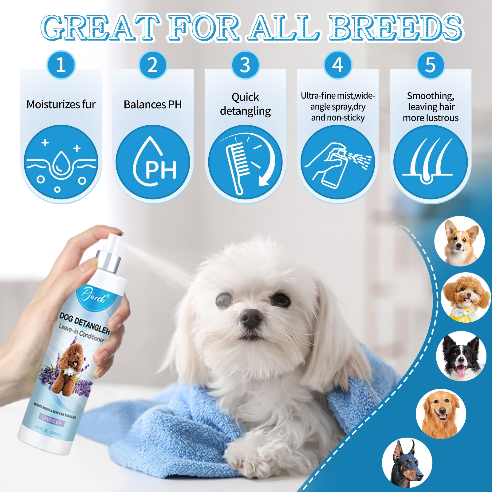 Pjordo deshedding brush included for quick mat removal during brushing