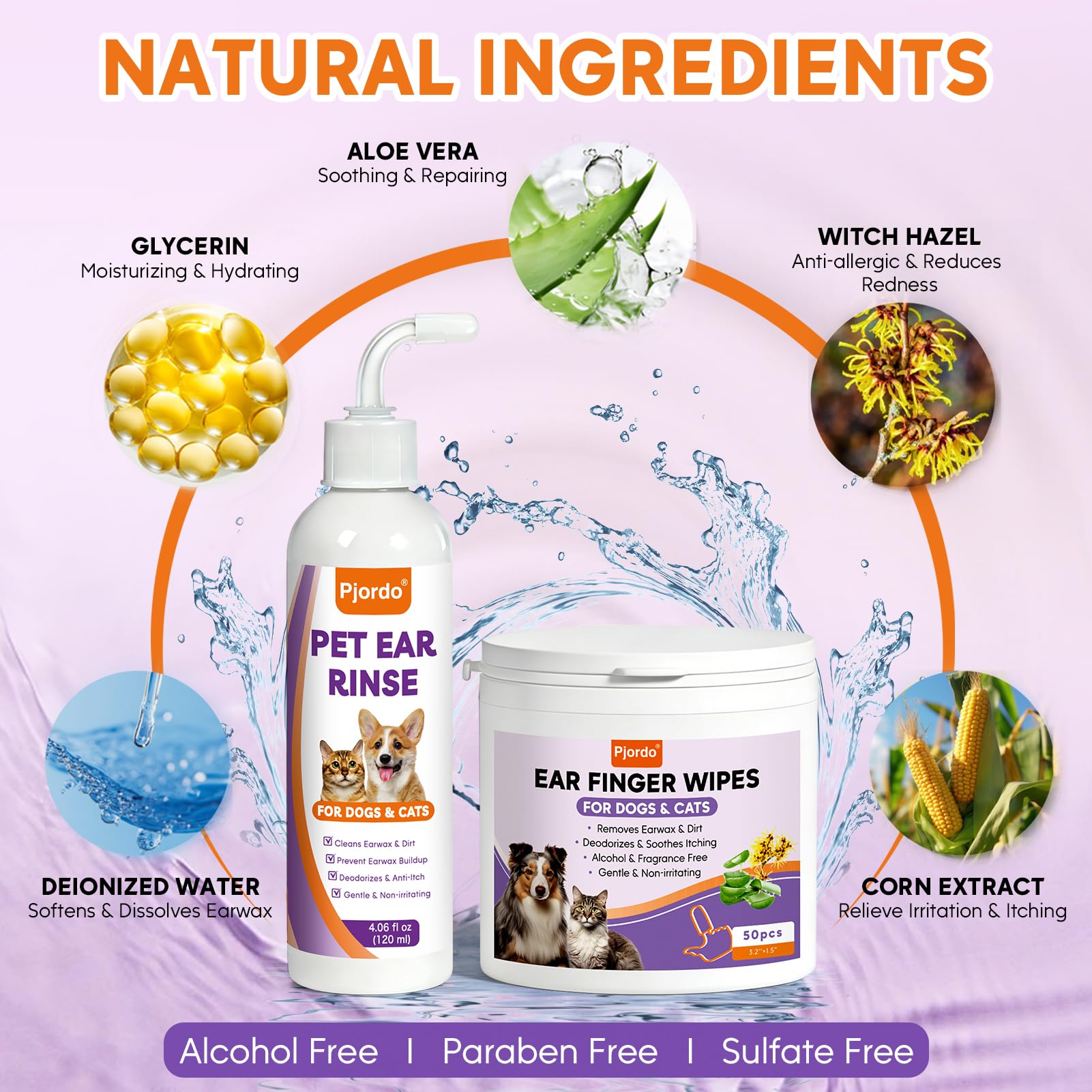 Pjordo easy-to-use ear wash kit for home pet care.