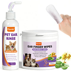 Pjordo dog ear cleaner kit package for at-home gentle ear hygiene.