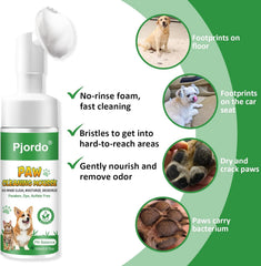 Pjordo dog paw balm application moisturizes and protects paw pads.