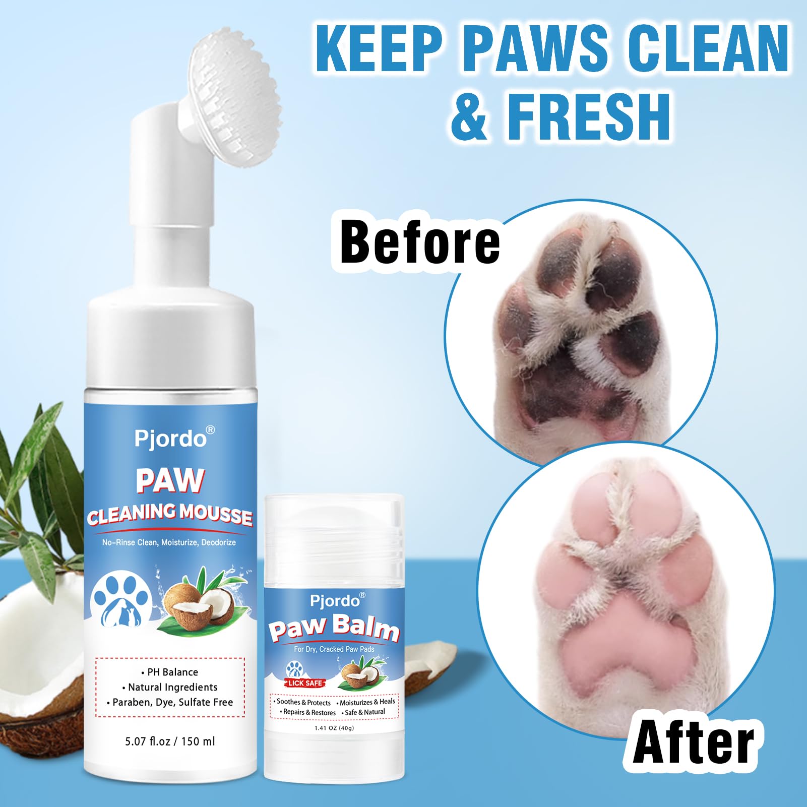 Pjordo natural formula with coconut oil and aloe vera for gentle cleansing
