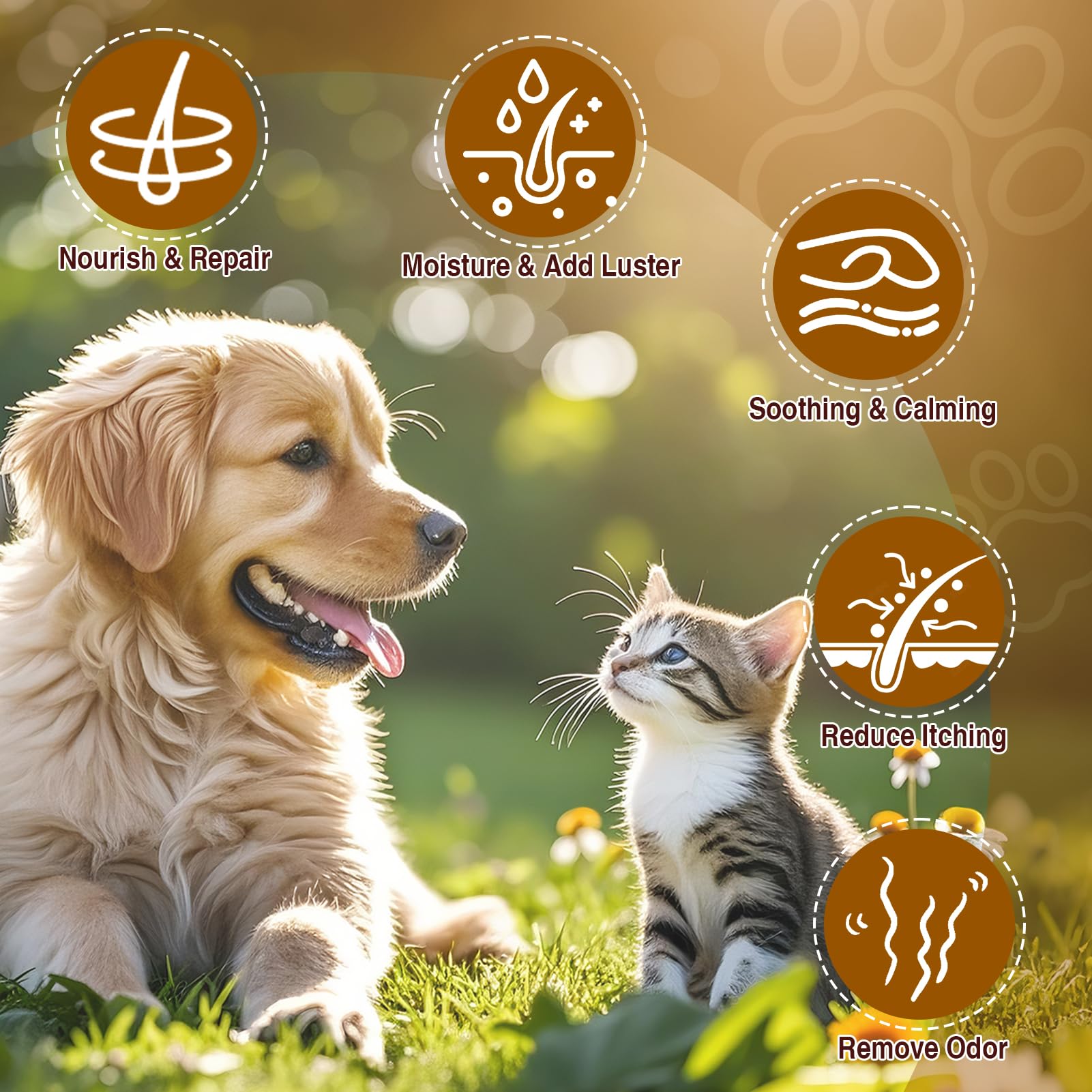 Pjordo Pet Fur Care Oil used with a brush to detangle fur.
