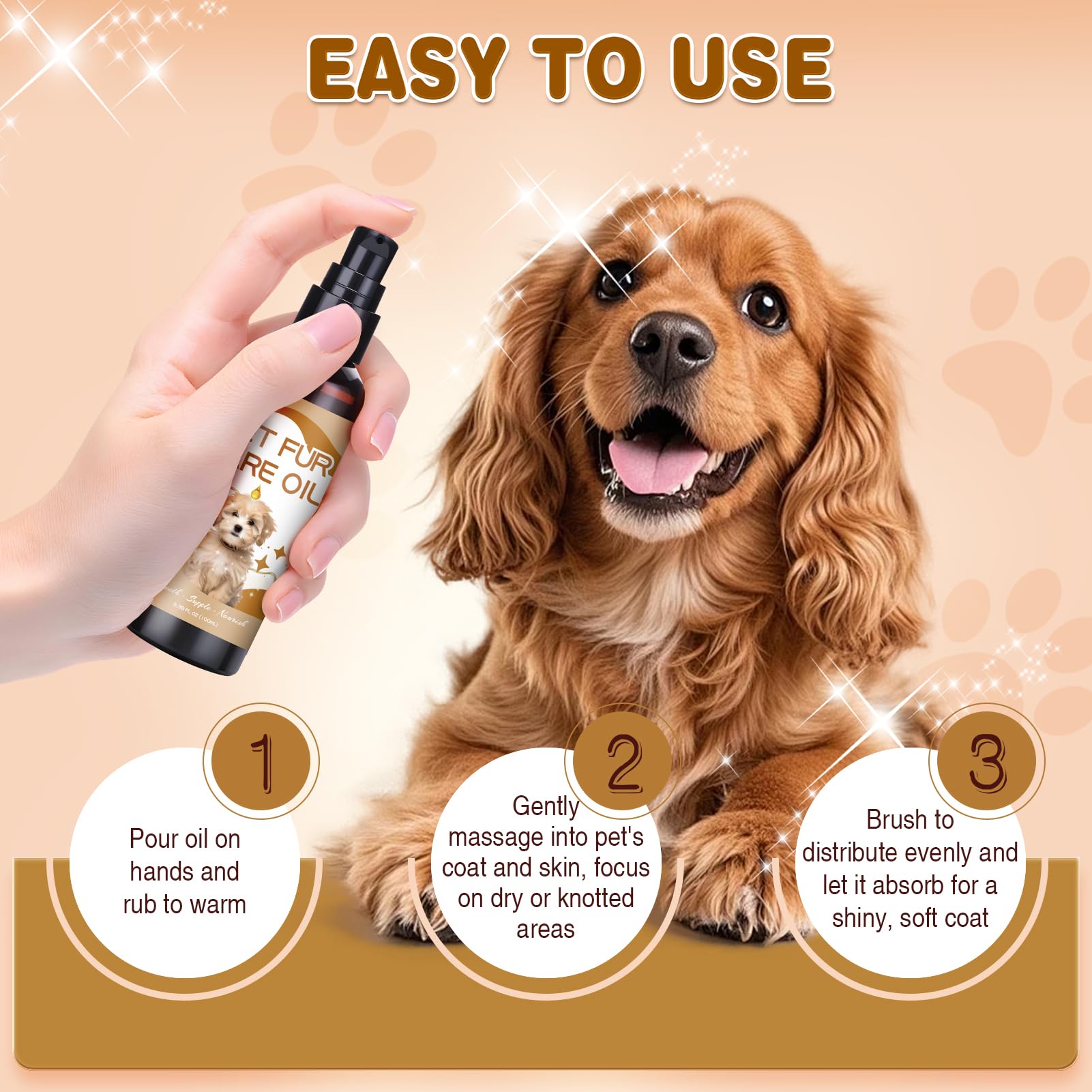 Pjordo Pet Fur Care Oil suits dogs and cats for all coat types.