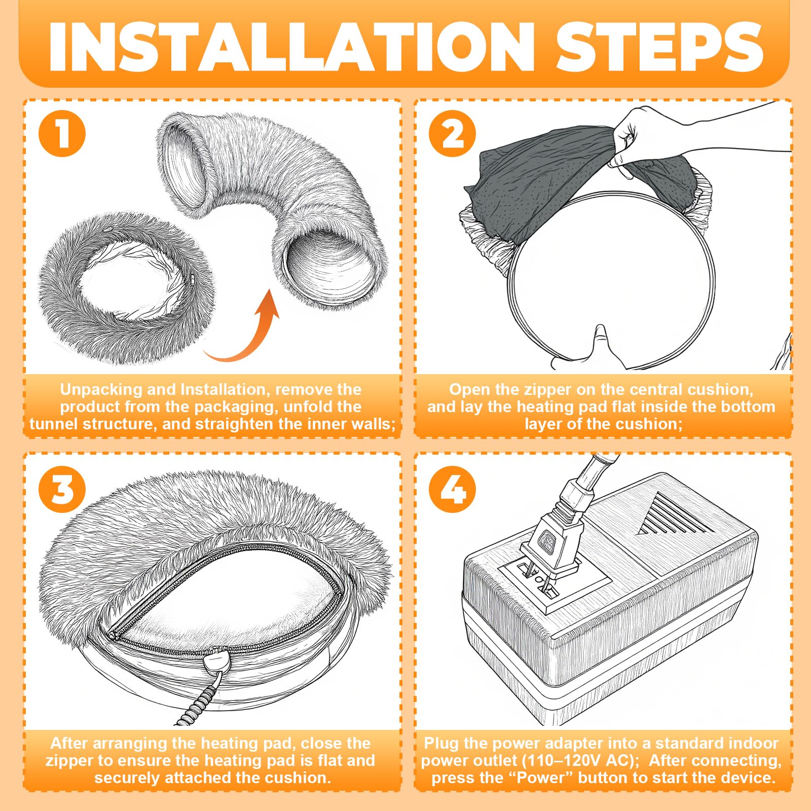 PJT Heated Cat Bed machine washable cover offers easy care plush fabric.