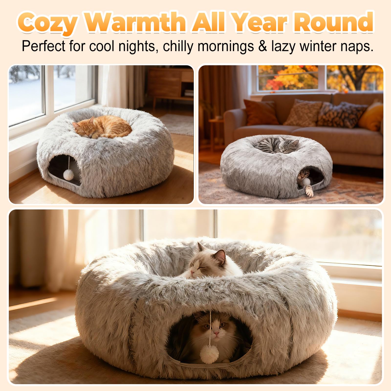 PJT Heated Cat Bed multi-pet space shows room for two cats up to 22 pounds.