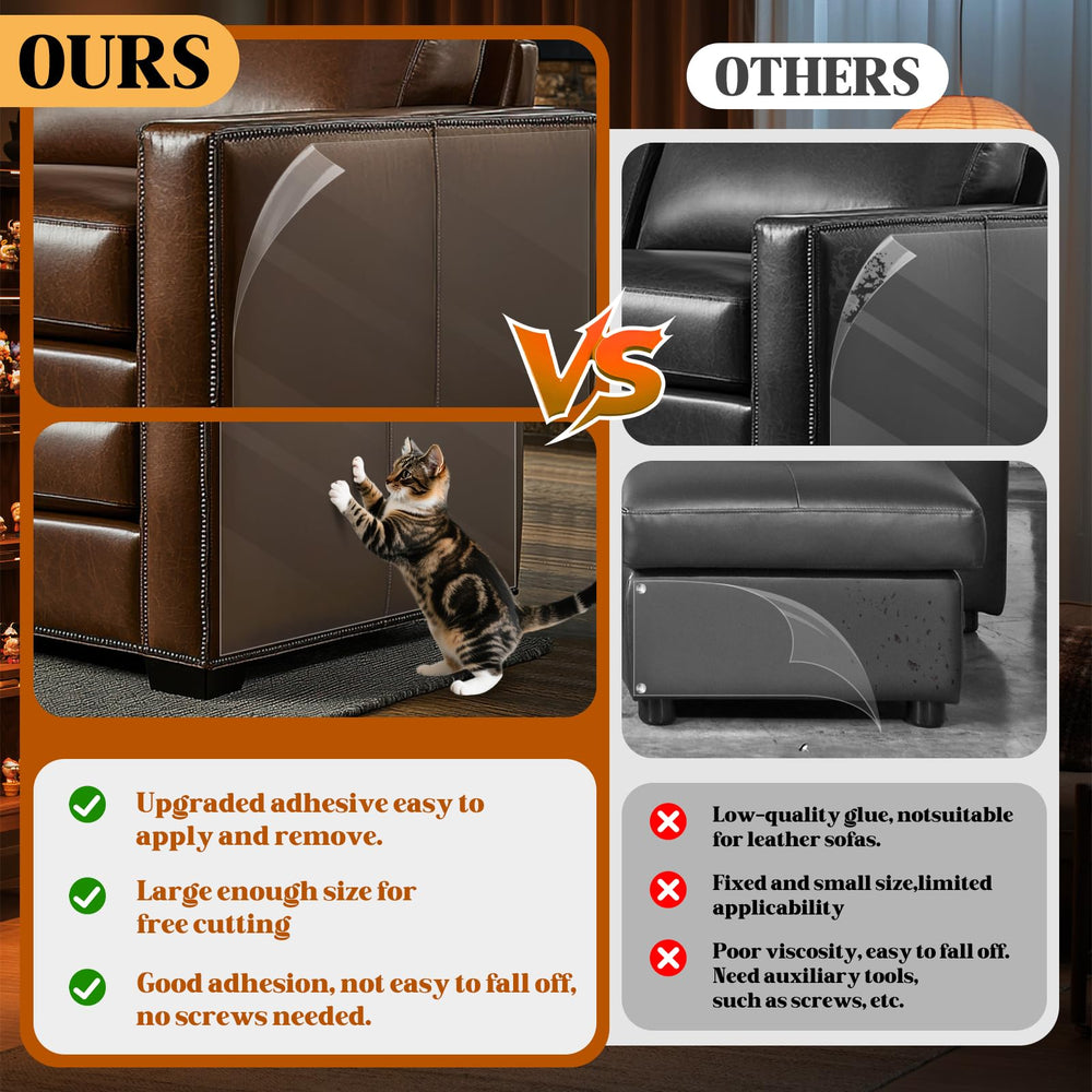 PJT sturdy PVC material provides durable protection against cat scratches on leather