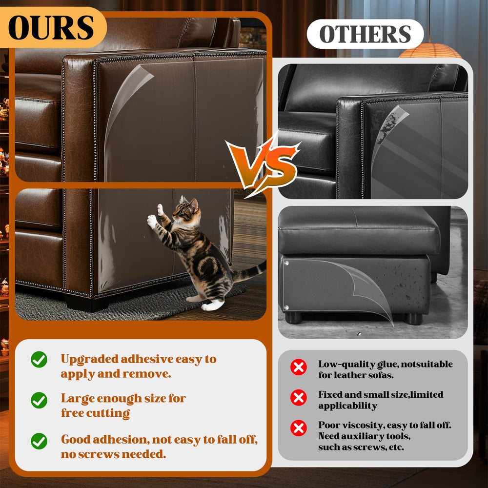 PJT transparent protector nearly invisible on a leather surface.