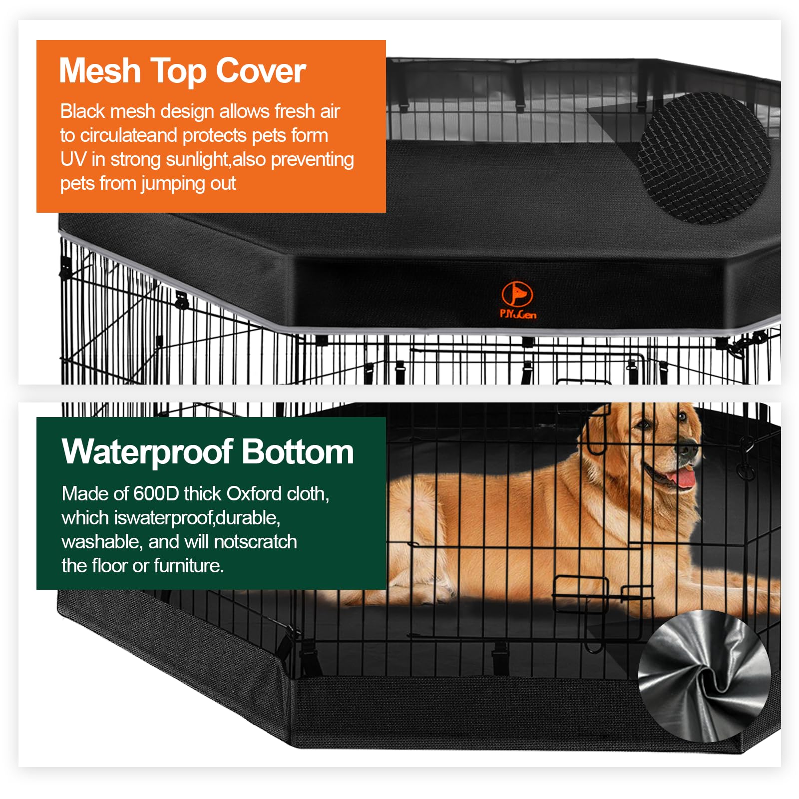 PJYuCien dog playpen fold-flat design simplifies storage and portability.