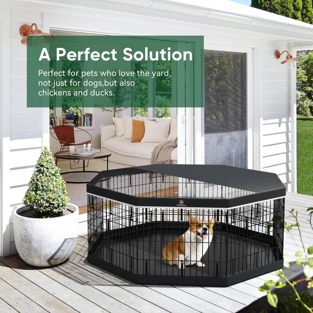 PJYuCien dog playpen shape-flexible panels allow custom enclosure layouts.