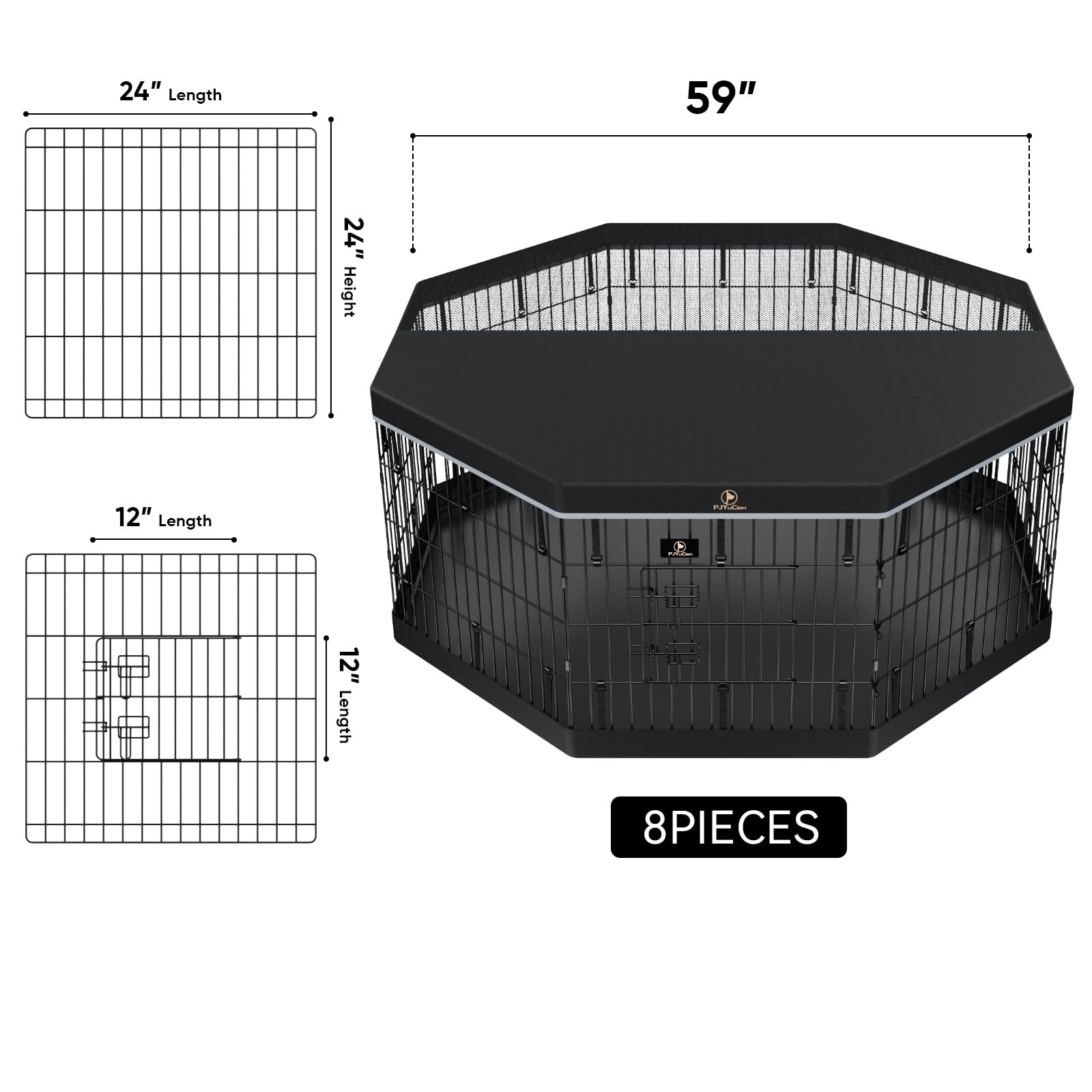 PJYuCien dog playpen top cover shields pets from sun during outdoor play.