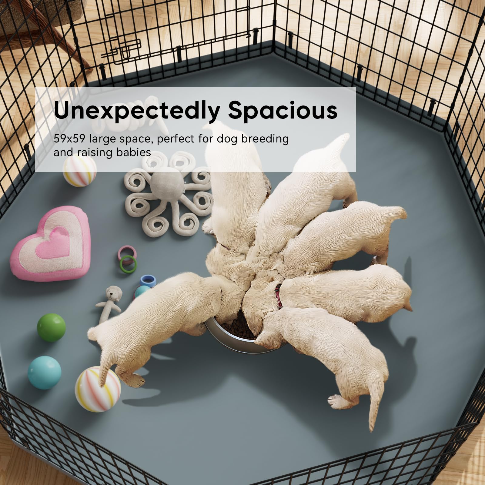 PJYuCien dog playpen color options in black and grey for any decor.