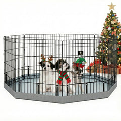 PJYuCien dog playpen folded for compact storage and transport.
